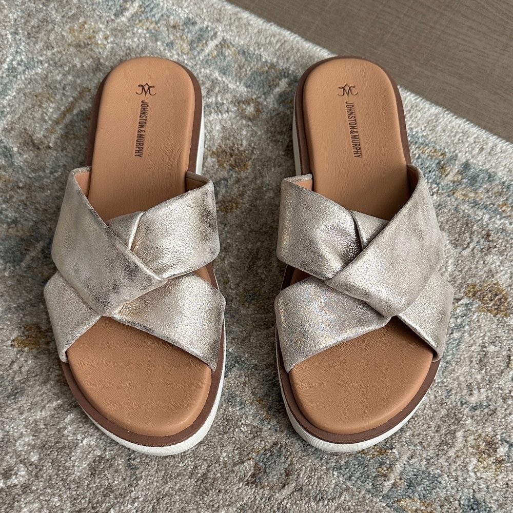 Johnson & Murphy Metallic Slide Sandals